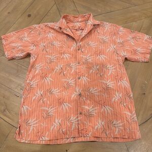 Tommy Bahama Men's Orange Leaf Print Shirt 100% Tencel Small